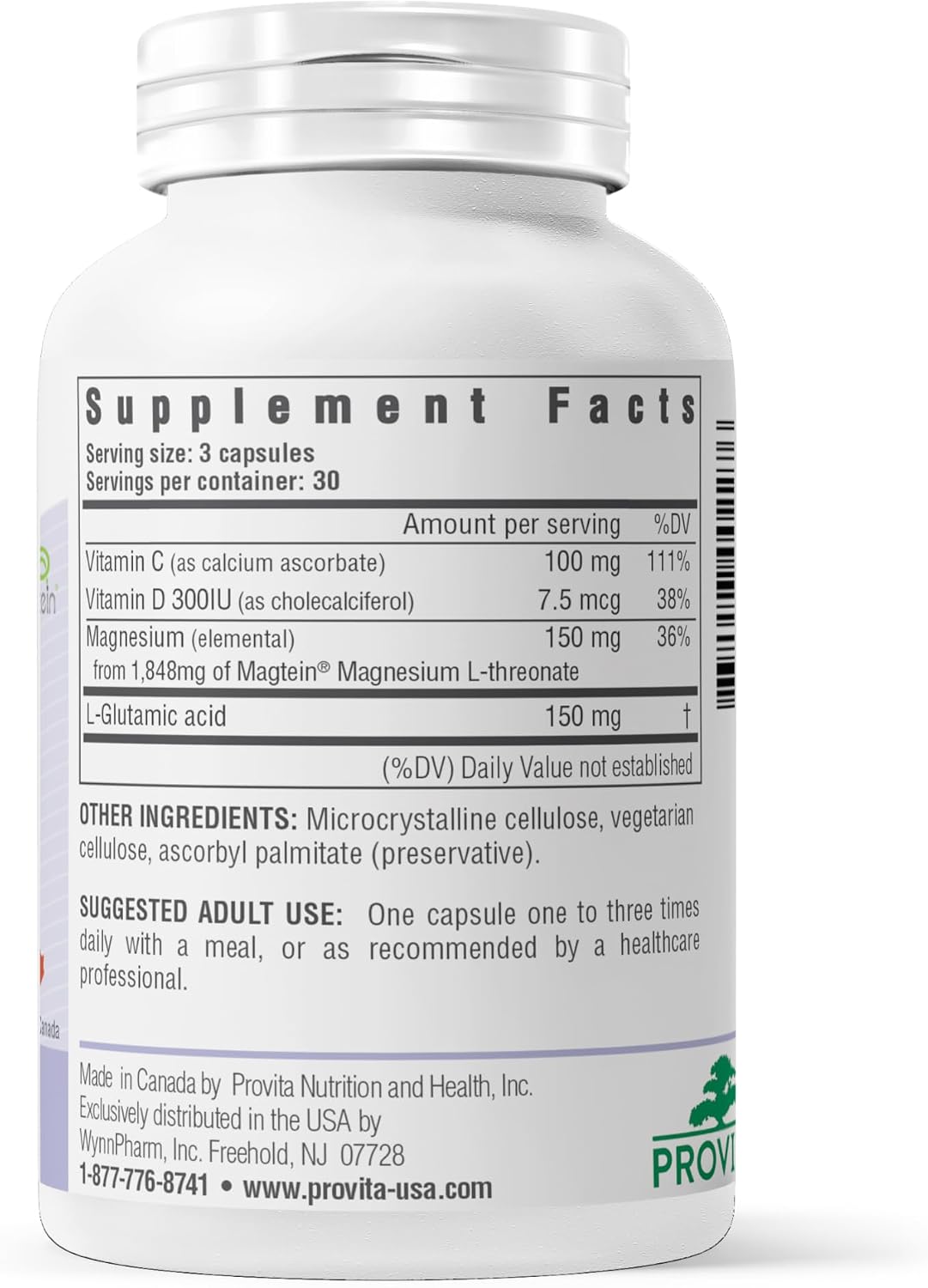 Provita Magnesio L-Treonato | Apoyo Cognitivo y Equilibrio Electrolítico Cerebral | 50 mg de Magnesio Elemental | Cápsulas Veganas