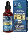 Tropical Oasis Vitamina D3 K2 Líquida Orgánica – Superdosis 8000 UI + 120 mcg K2 – 60 dosis