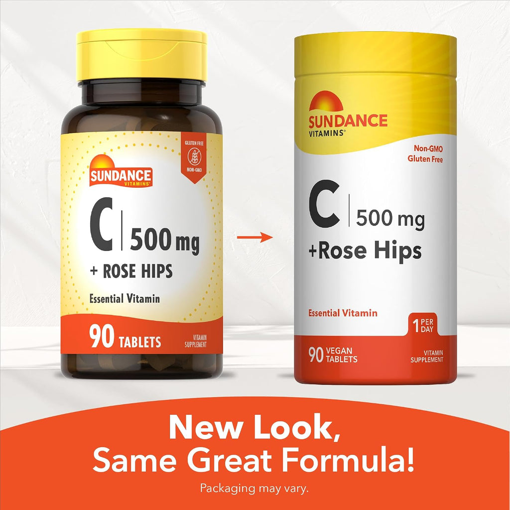 Sundance Vitamina C con Rosa Mosqueta | 500mg | 90 Comprimidos Vegetarianos