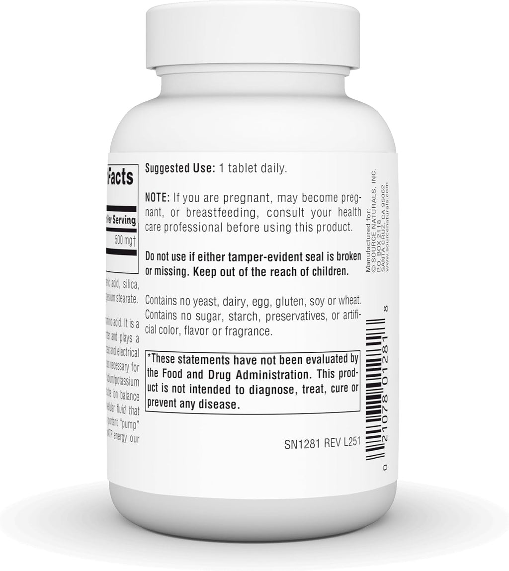 Source Naturals Taurina 500 mg - 120 Comprimidos