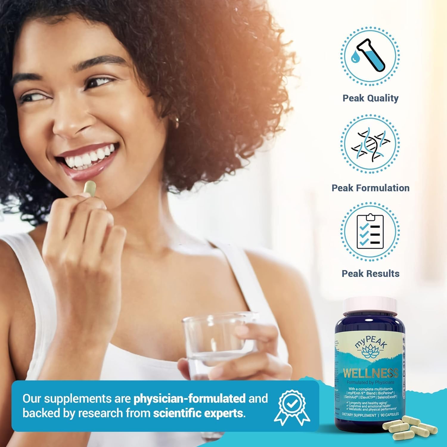 myPEAK Wellness Multivitamínico Vegano Todo-en-Uno con ElevATP, Astaxantina y Resveratrol