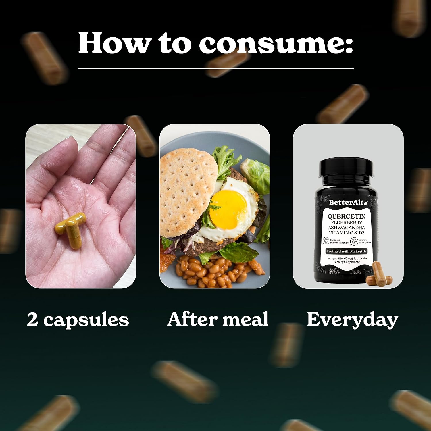 Better Alt 100mg Quercetin Capsules con Saúco, Ashwagandha y 9 Hierbas Potentes