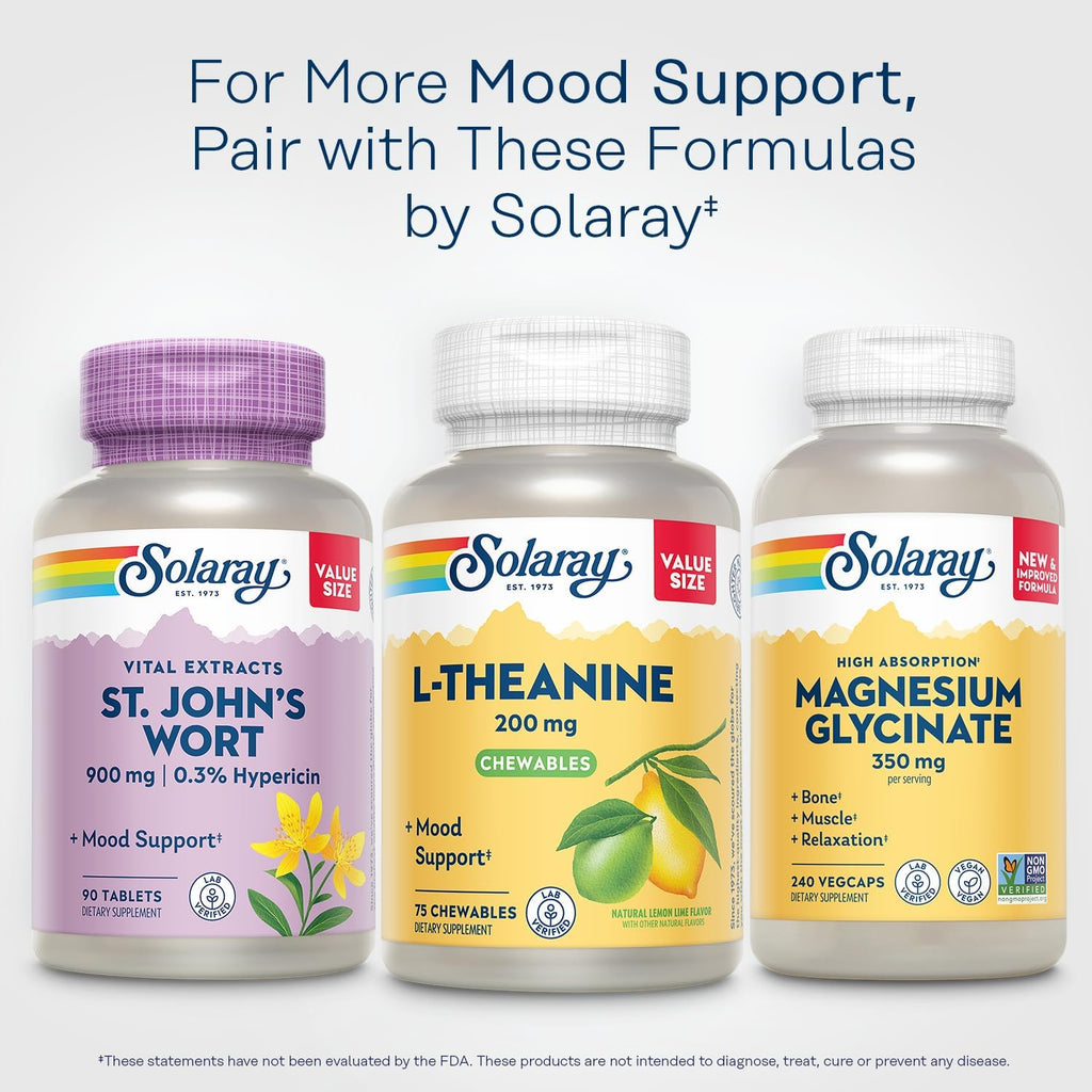 Solaray L-Teanina 200mg + Vitamina B6, 75 Comprimidos Masticables