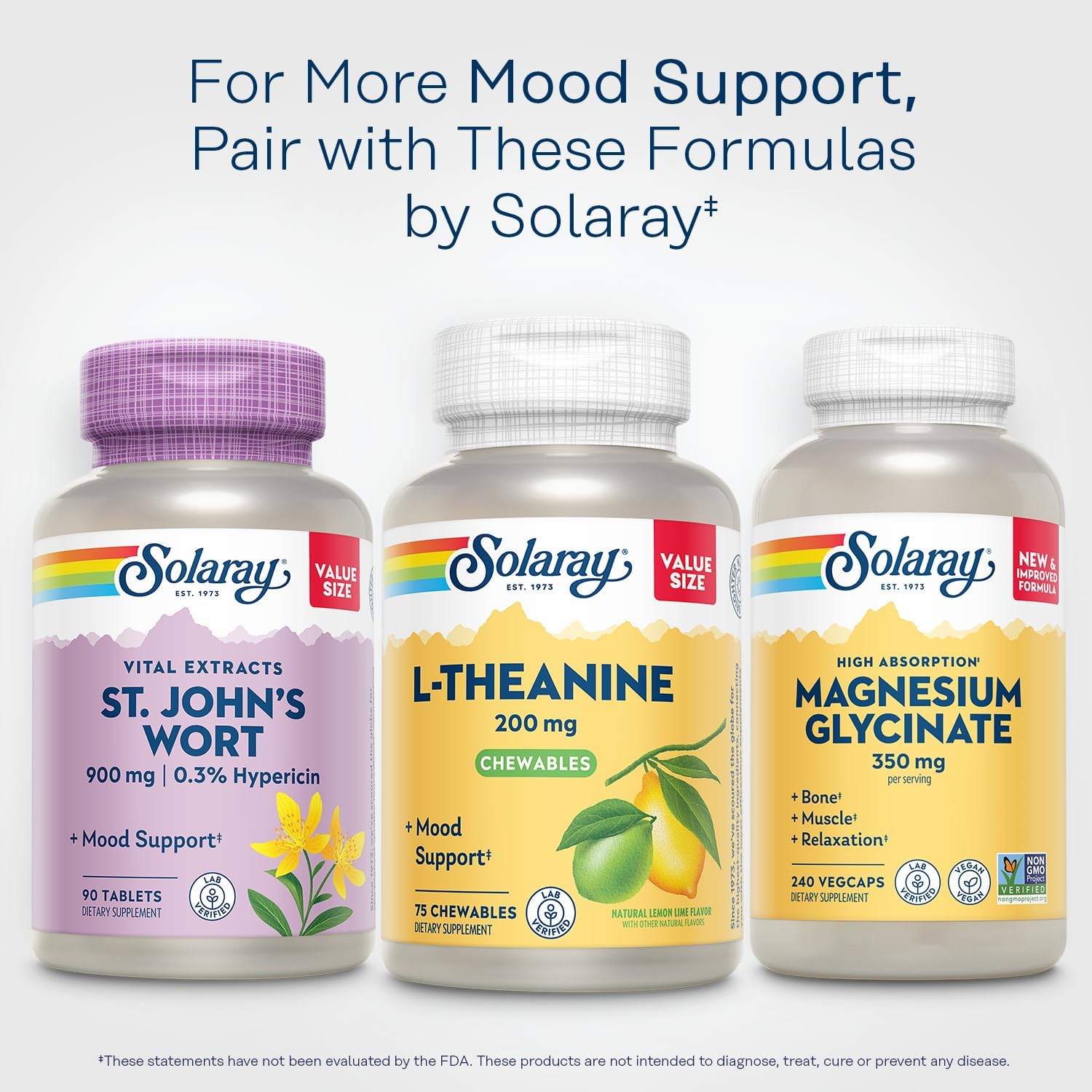 Solaray L-Teanina 200mg + Vitamina B6, 75 Comprimidos Masticables
