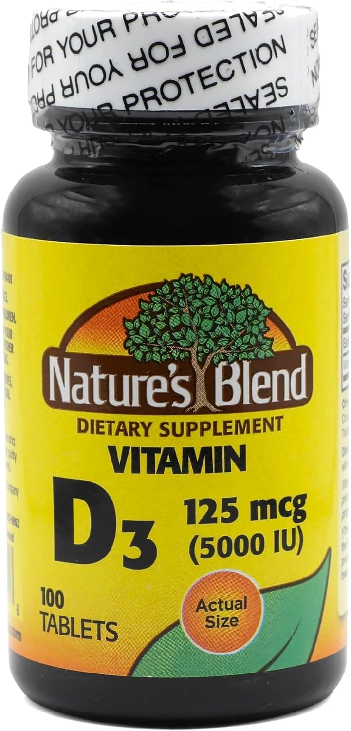 Nature's Blend Vitamina D3, 5000 UI, 100 Tabletas
