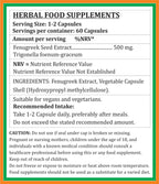 Fenugreek Forte Cápsulas de 500 mg - Extracto de Fenogreco 10:1 - 4 Envases de 60 Cápsulas Vegetales