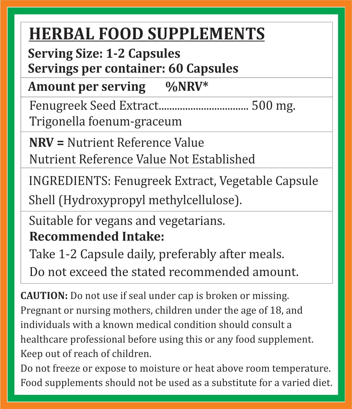 Fenugreek Forte Cápsulas de 500 mg - Extracto de Fenogreco 10:1 - 4 Envases de 60 Cápsulas Vegetales