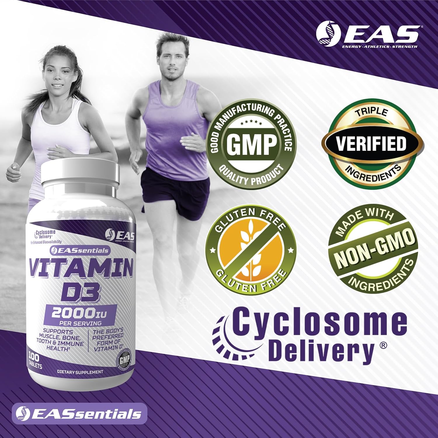 EAS Vitamina D3 2000 UI | Salud ósea, muscular e inmunidad | Cyclosome Technology | 100 comprimidos