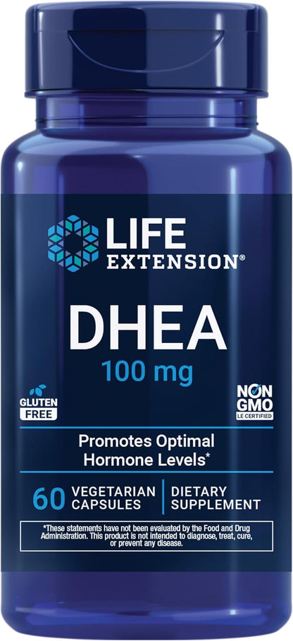 Life Extension DHEA 100 mg Cápsulas – Equilibrio hormonal: Como precursor hormonal, la DHEA contribuye a mantener – Image 1