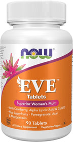 NOW Foods Eve™ Multivitamínico para Mujeres con Arándano Rojo, Ácido Alfa-Lipoico y CoQ10, más Superfrutas - Granado, Acai y Mangostán, 90 Comprimidos
