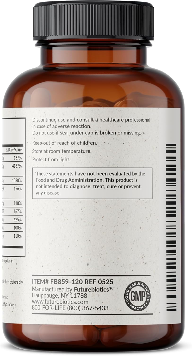 Futurebiotics Complejo B con Vitamina C - Apoya la Producción de Energía, Sistema Nervioso y Sistema Inmunológico - Non-GMO, 120 Cápsulas Vegetales