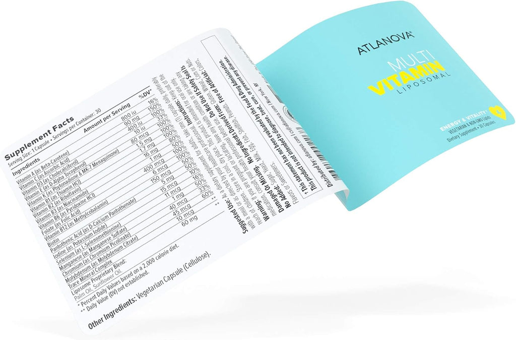 ATLANOVA Multivitamínico Liposomal Completo con Minerales y Complejo B – 30 Cápsulas Vegetales