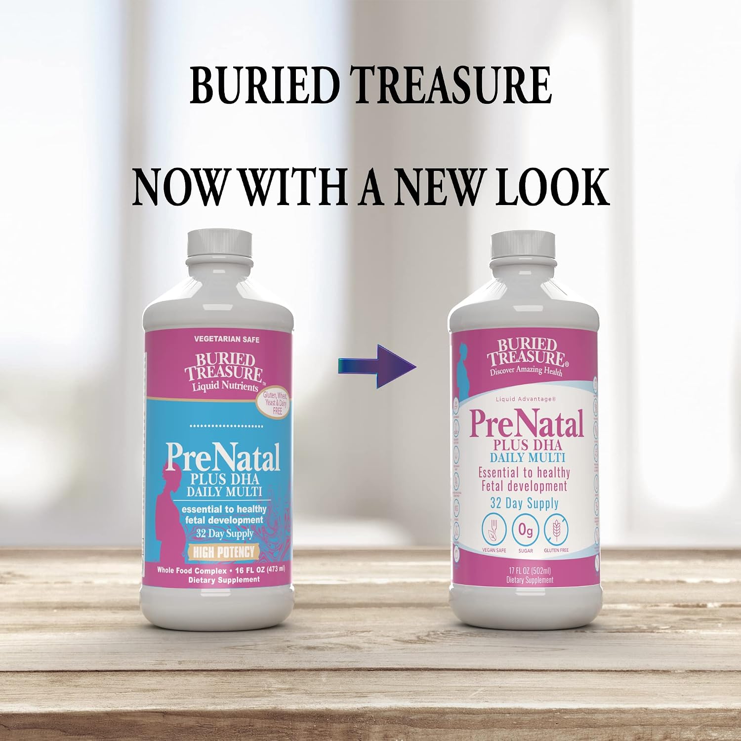 Buried Treasure Prenatal Plus DHA Complete - 473 ml (16 oz) Sabor Naranja Plátano