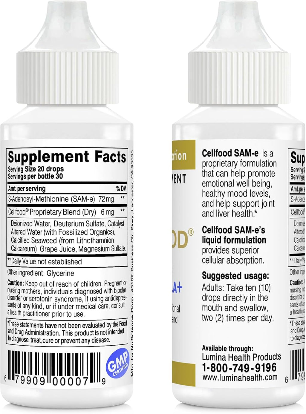 Cellfood SAM-e Liquid Formula+, 30 ml - Joint and Liver Support - Easy Absorption Liquid - Gluten-Free, Non-GMO - 30-Day Supply
