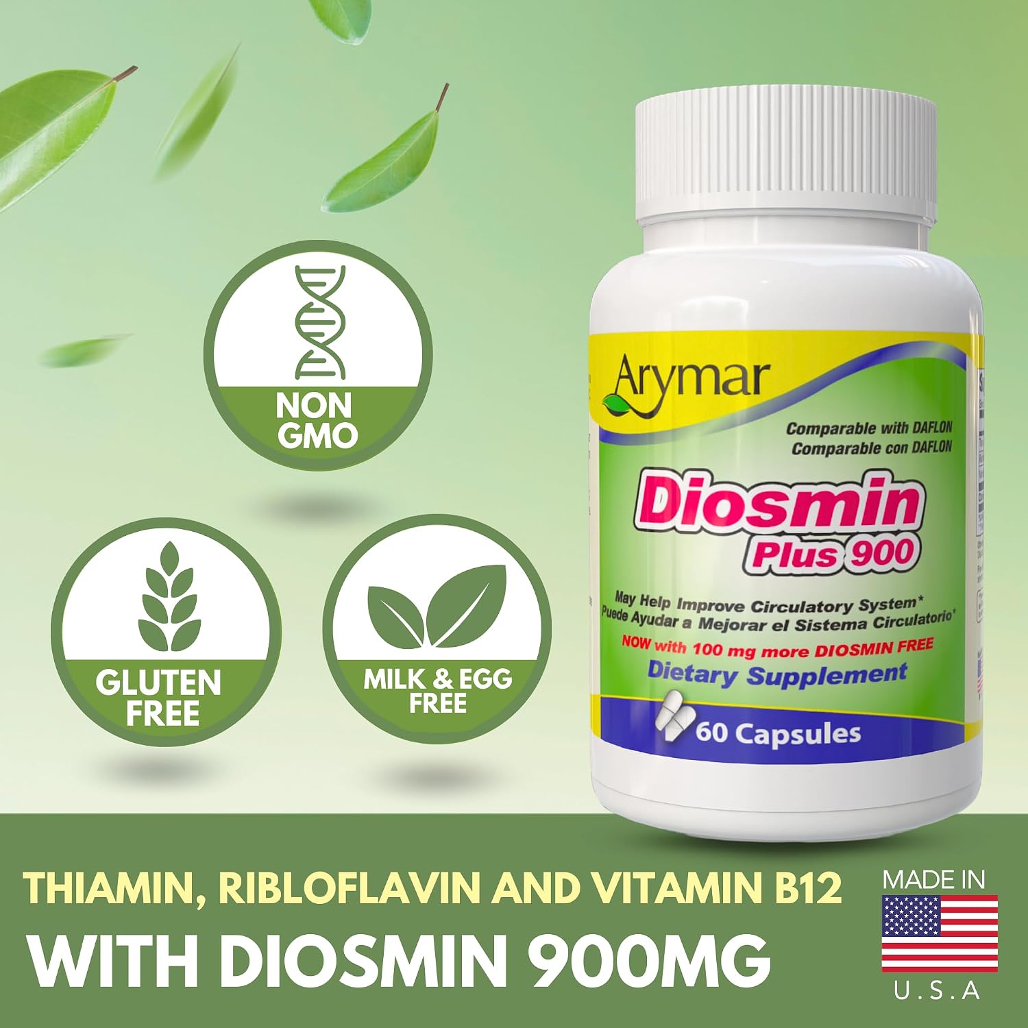 Arymar Diosmin Plus 900, Soporte Circulatorio, 60 Cápsulas