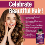 Vitaminas para el Crecimiento del Cabello para Mujeres con Biotina 10.000 mcg, Colágeno, OptiMSM, goMCT y Saw Palmetto - 2 Envases