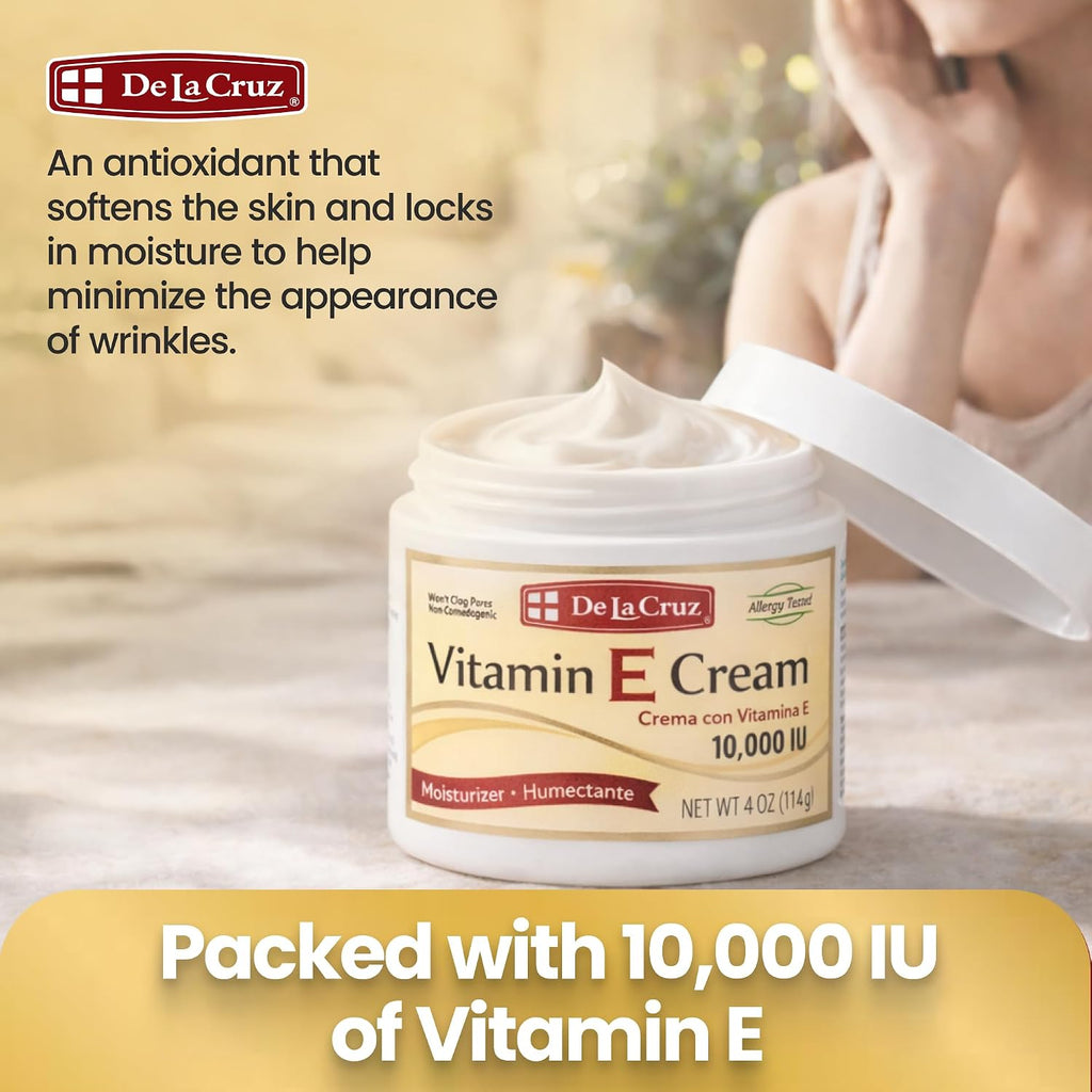 De La Cruz Crema de Vitamina E Hidratante para Rostro y Cuello - 113 g