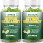 2 Pack Gominolas de Bergamota Cítrica - 3000mg Extracto de Bergamota, Complemento para el Colesterol, Apoyo Inmunitario, 120 Gominolas Sabor Lima
