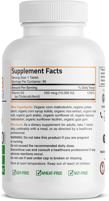 Bronson Vitamina D3 10,000 UI Suplemento – Mantenimiento de los huesos: contribuye al mantenimiento de los huesos – Image 2