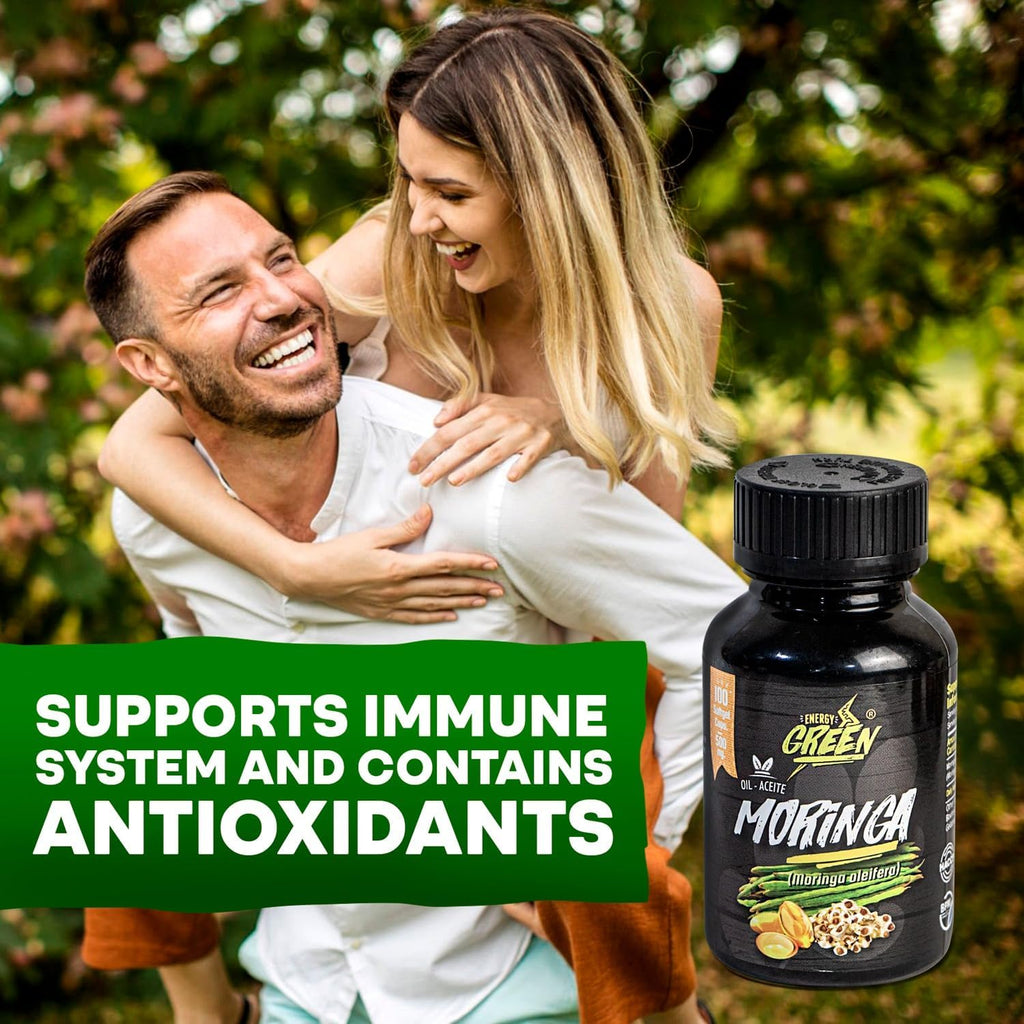 Aceite de Semillas de Moringa en Cápsulas Blandas, 100% Puro, Prensado en Frío, Vegano, No-GMO, 1000mg por Dosis – 100 Cápsulas
