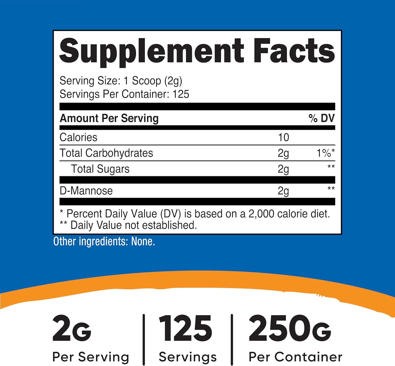 Nutricost D-Mannosa en Polvo 250g - Sin Gluten y No Transgénico