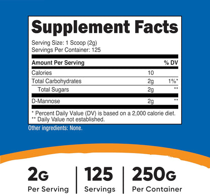 Nutricost D-Mannosa en Polvo 250g - Sin Gluten y No Transgénico – Image 2