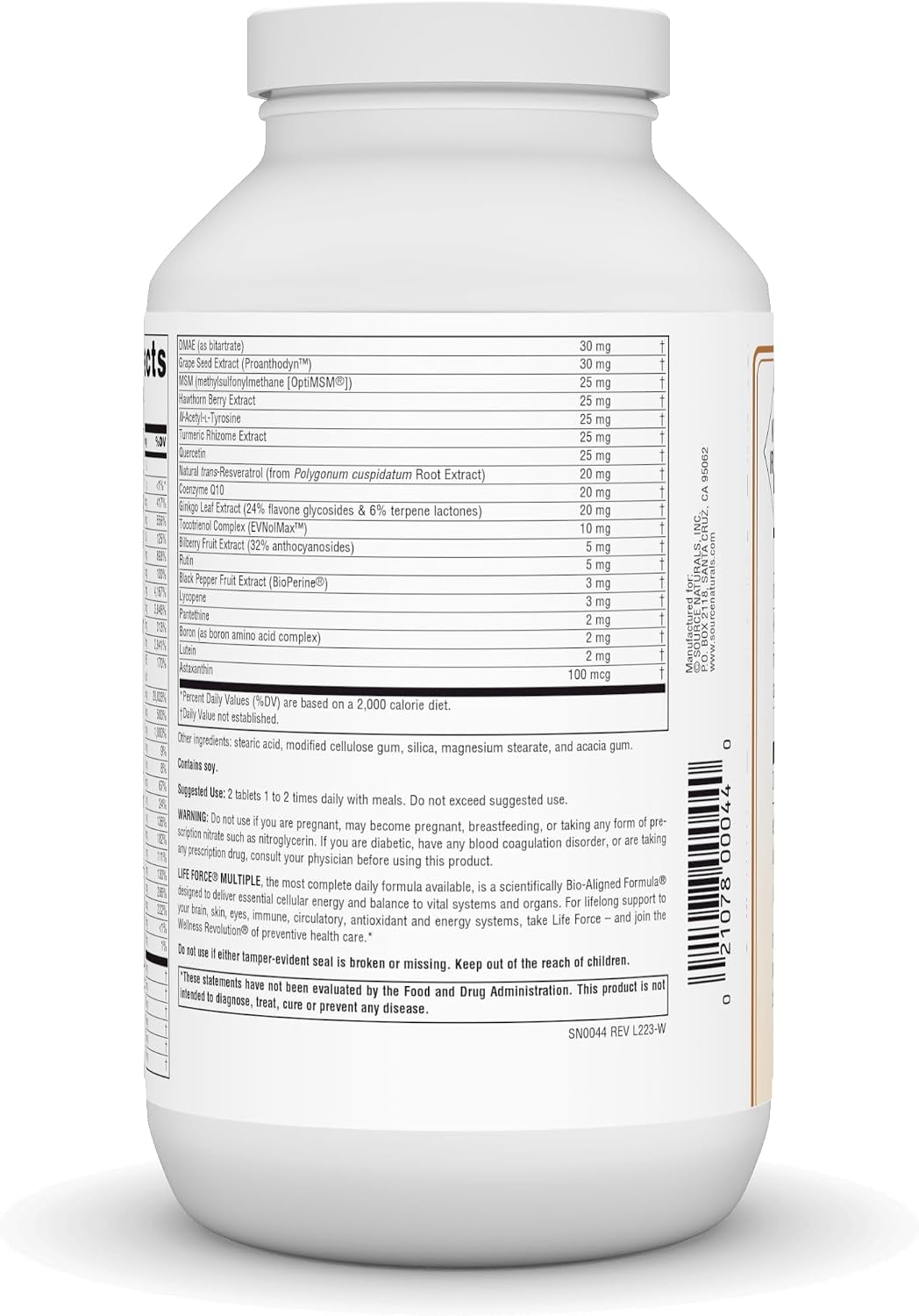 Source Naturals Life Force Multiple, Sin Hierro, Activador de Energía - 180 Comprimidos
