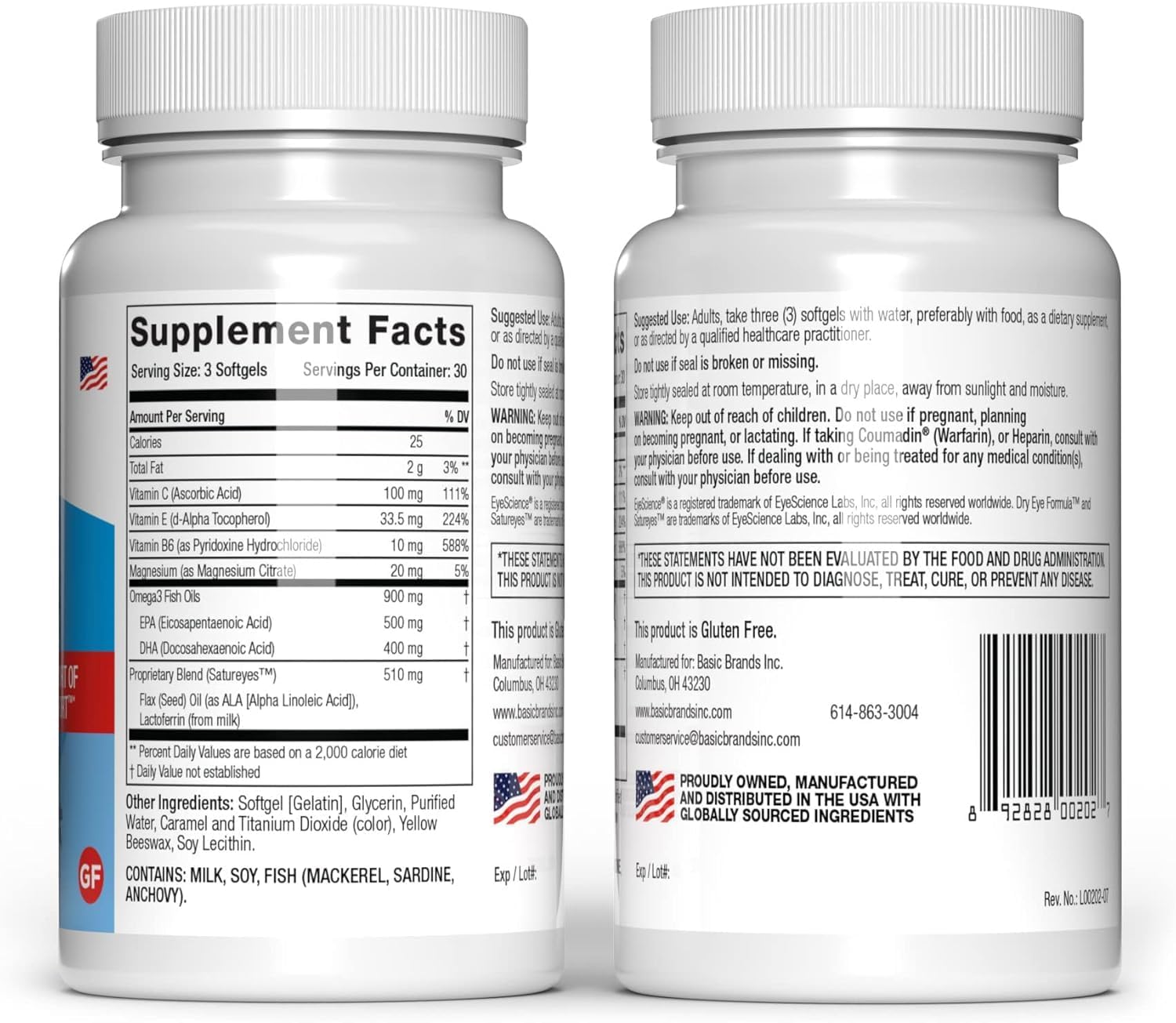 EyeScience Fórmula para Ojo Seco - 180 Cápsulas Blandas (2x90) - Omega-3, Vitaminas E, C, B6 y Magnesio