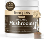 Fera Pets Suplemento de Hongos para Perros y Gatos con Cola de Pavo - USDA Orgánico - 120 Dosis