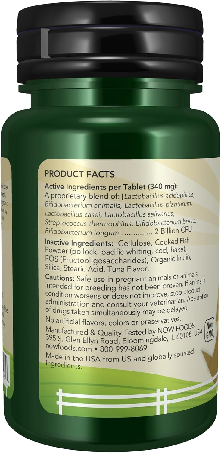 NOW Pet Health GI Support - Suplemento Digestivo para Perros y Gatos - 90 Comprimidos Masticables
