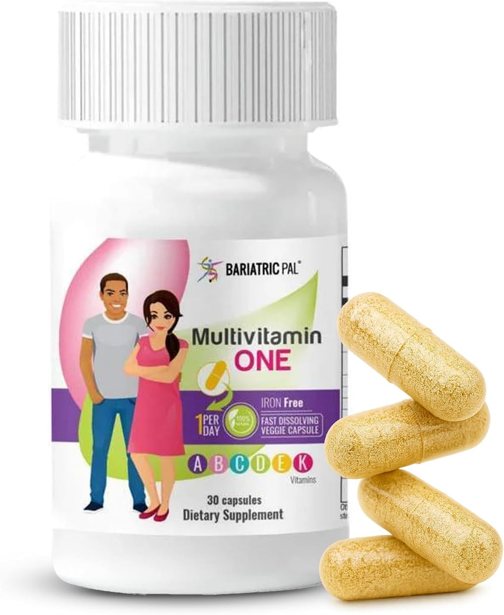 BariatricPal Multivitamin ONE – Multivitamínico Bariátrico Sin Hierro, 30 Cápsulas