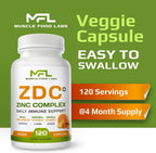 Z D C Plus | Vitamina C 500mg, D3 250 IU, Zinc 25mg | 120 Cápsulas Veganas