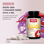 Jarrow Formulas Methyl B-12 1000mcg y Methyl Folate 400mcg, Fórmula de Fuerza Extra, Metabolismo Energético Celular y Salud Cardiovascular con P-5-P, 100 Comprimidos Masticables, 12 Paquetes