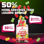 Natures Aid Gominolas Sin Azúcar de Vitamina D3 y K2 con Calcio + K2 (MK-7), Citrato de Magnesio, Vitamina C - Absorción Ósea, Muscular e Inmune - Vegano - 120 Gominolas