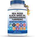 Liberty Lifestyle Sea Moss Black Seed Oil Ashwagandha Turmeric Bladderwrack Burdock - con Manuka, Honey Dandelion, ACV Black Pepper Gluten Free - 1-Pack
