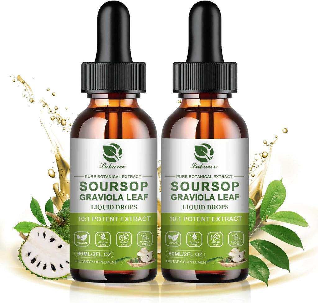 Lukaree Extracto Puro de Hojas de Guanábana (Graviola) para Inmunidad, Salud Digestiva y Energía Natural – Líquido de Bitters de Guanábana con Extracto en Frío – Vegano | Sin Gluten | 2 x 60 ml