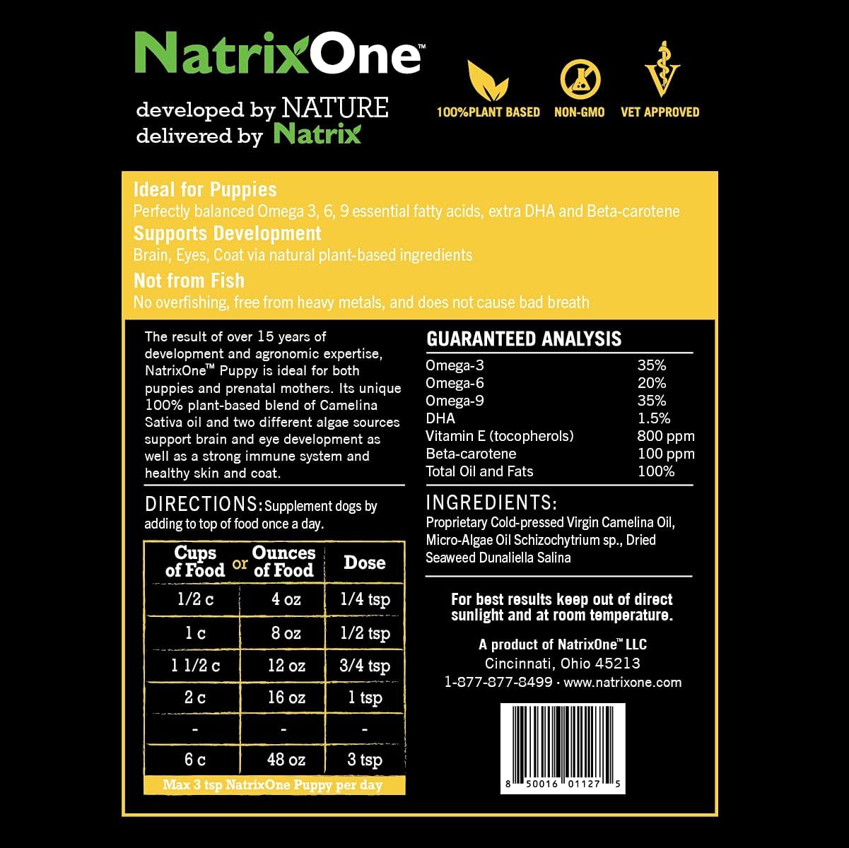 NatrixOne Aceite de Camelina 100% Puro para Cachorros, 237 ml