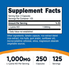 Nutricost L-Lisina 1000mg, 250 Cápsulas - 500mg por Cápsula