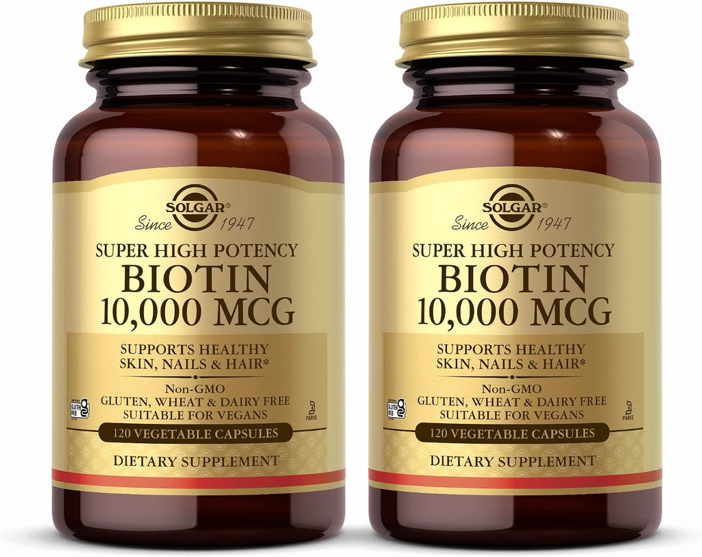 Solgar Super High Potency Biotina 10.000 mcg - 120 Cápsulas Vegetales (Pack de 2)