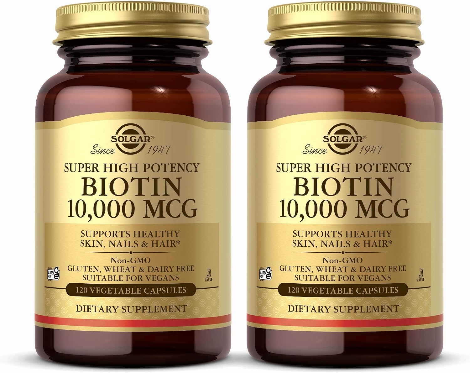 Solgar Super High Potency Biotina 10.000 mcg - 120 Cápsulas Vegetales (Pack de 2)