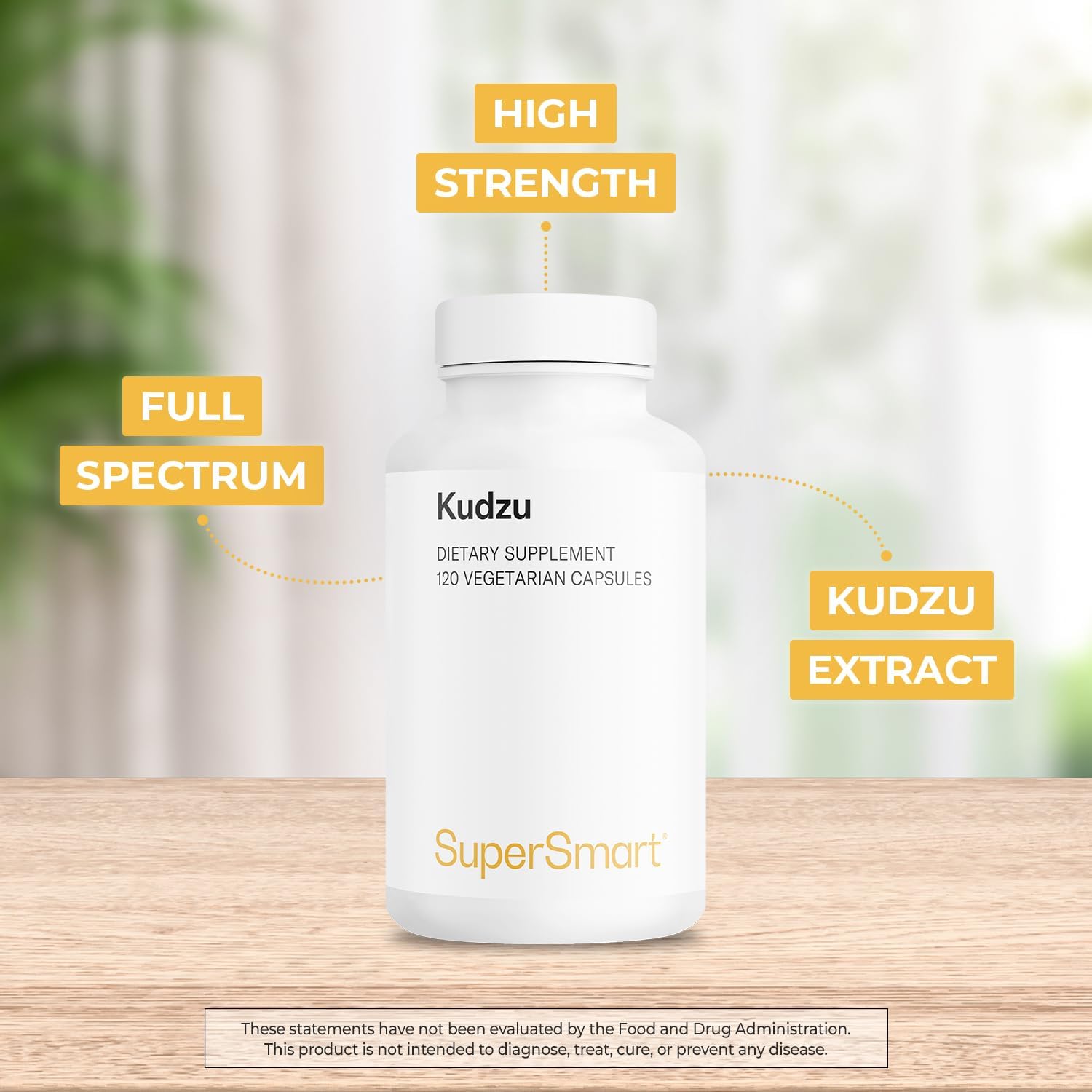 Supersmart - Kudzu Extract 500 mg Full Spectrum - 120 Vegetarian Capsules