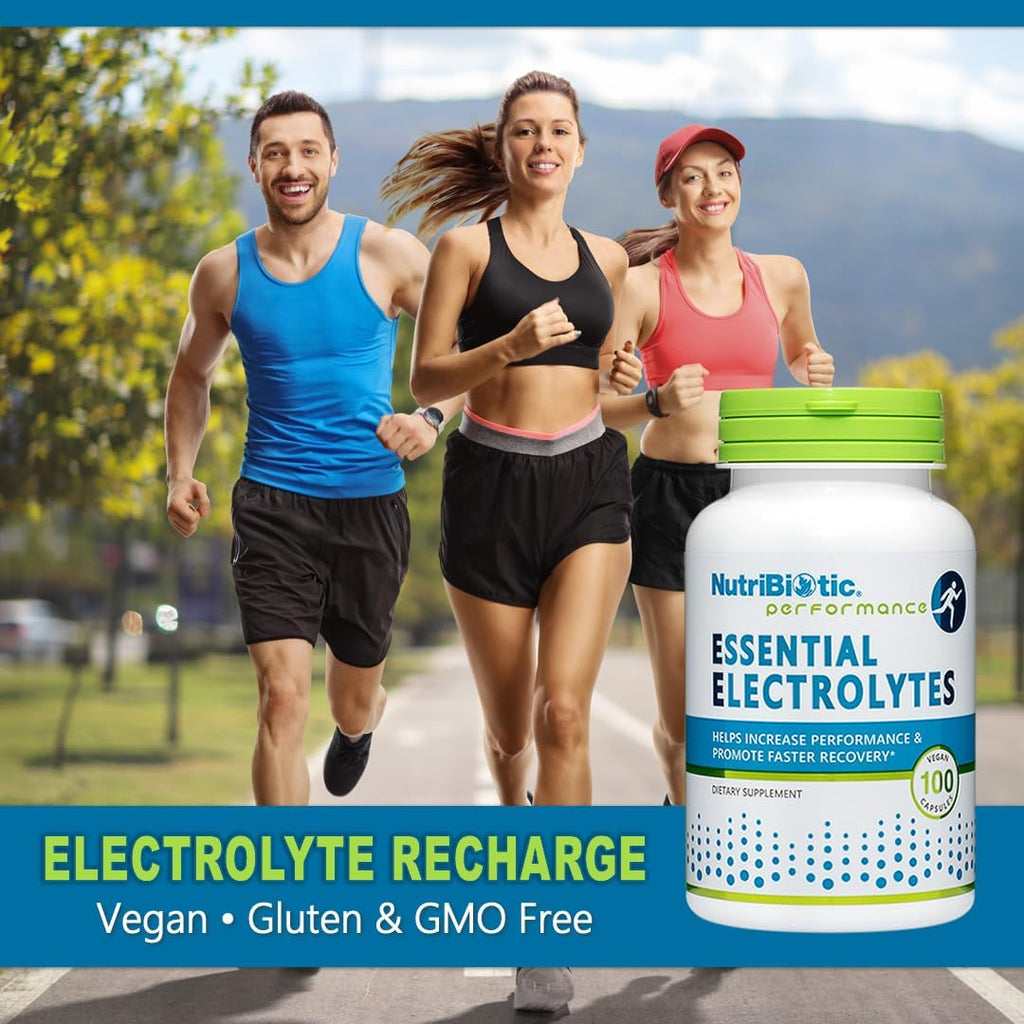 NutriBiotic Essential Electrolytes, 100 Capsules | Electrolytes with Vitamin C for Rehydration and Performance