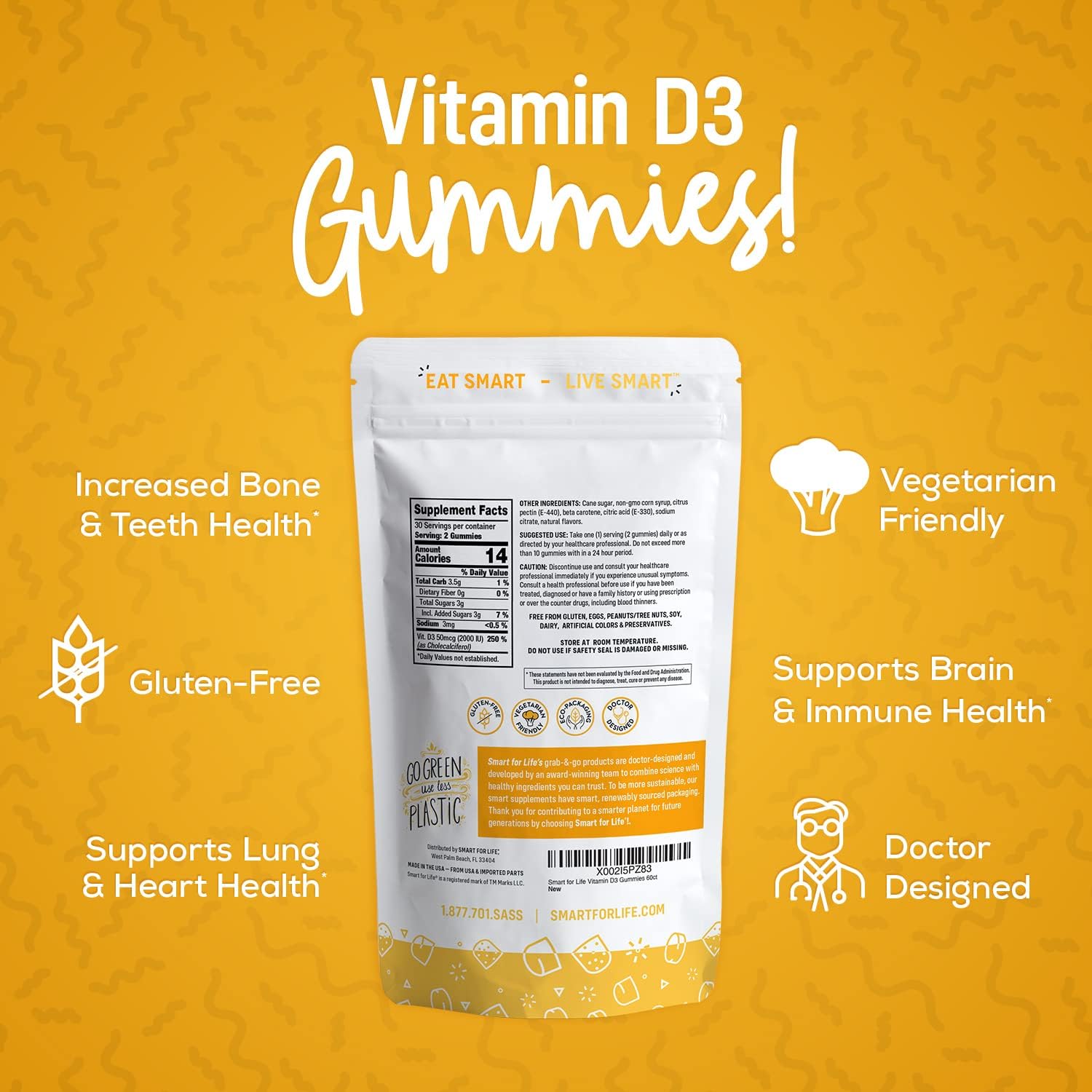 Smart for Life Vitamin D3 Gummies 2000 IU - 60 Gominolas