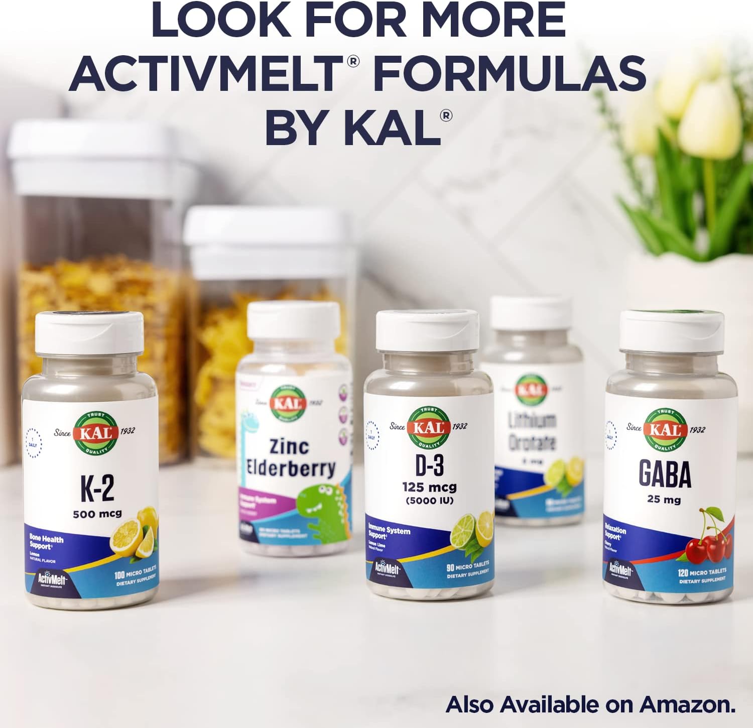 KAL Zinc Plus C – Vitamina C y Zinc de disolución instantánea, 90 comprimidos sabor mandarina