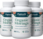 Pattern Wellness Moringa Oleifera Orgánica - 60 Cápsulas - Suplemento de Hoja Entera - Vegano, No OGM