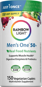 Rainbow Light Multivitamínico One+ para Hombres 50+ | 60 Comprimidos | Apoya la Salud Muscular | con Vitaminas C, D y Zinc | Alimentos Reales, Enzimas Digestivas y Probióticos
