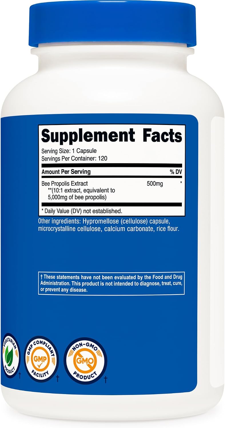 Nutricost Extracto de Propóleo de Abeja 500mg - 120 Cápsulas (Equivalente a 5.000mg)