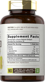 Carlyle Sebo de Res Alimentado con Pasto 3120mg | 200 Cápsulas Blandas | Suplemento Alimenticio