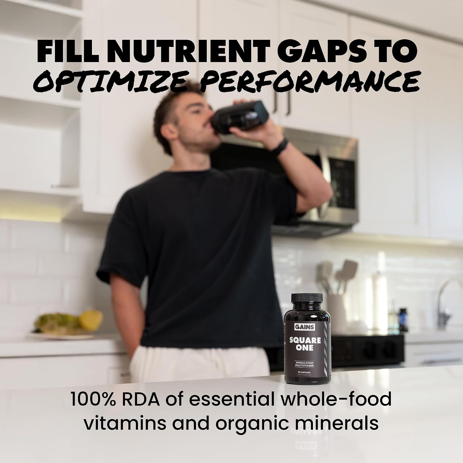 Gains in Bulk Square 1 Multivitamínico y Mineral para Hombres y Mujeres - 90 Cápsulas
