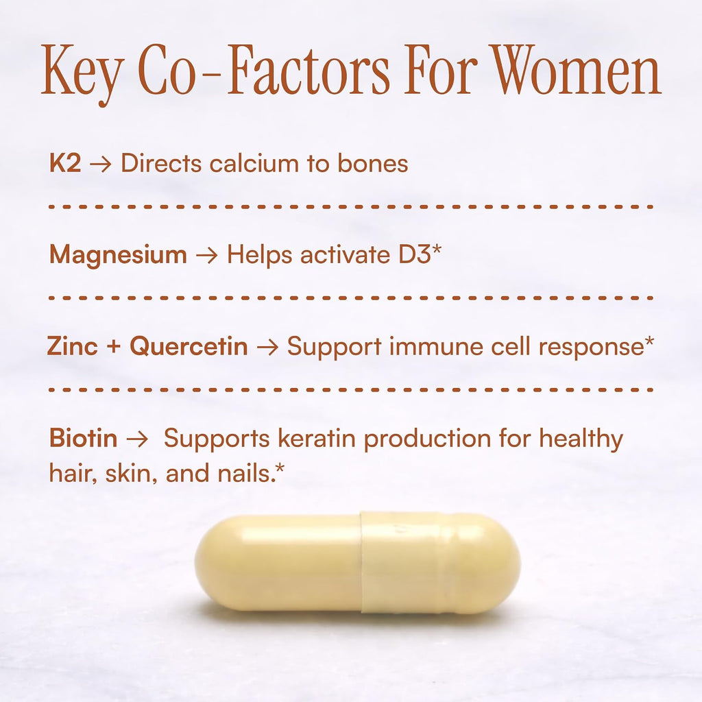 Purity Products Advanced Vitamin D Women's Formula - Vitamina D3 con Luteína y Biotina, 60 Cápsulas Vegetales